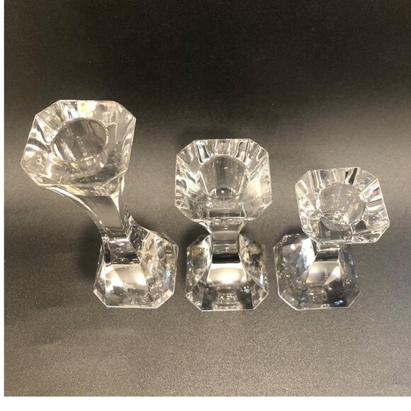 Villeroy & Boch Clear Crystal Candlestick Holders Graduated Set Cocktail Club - Picture 8 of 12